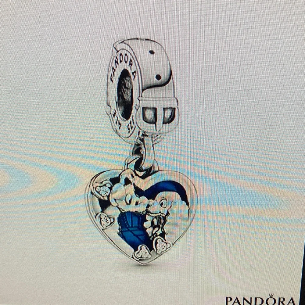 Pandora Heart Charm with Silver and Blue Details